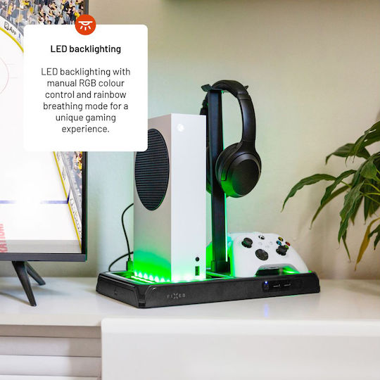Fixed Console & Controller Stand for 2 Xbox Series X/S Controllers Black