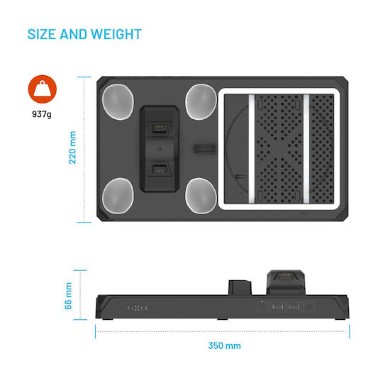 Fixed Console & Controller Stand for 2 Xbox Series X/S Controllers Black