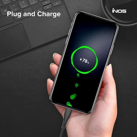 iNOS Regular USB 2.0 Cablu USB-C bărbătesc - USB-A 12W Negru 2m