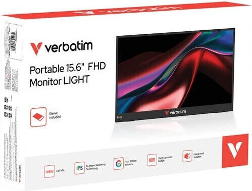 Verbatim Light 32401 IPS Монитор 15.6" FHD 1920x1080 с Време за Реакция 10мс GTG