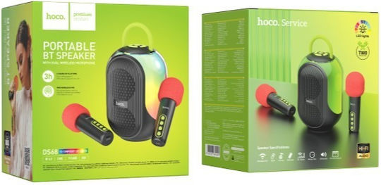 Hoco Karaoke Speaker with Wireless Microphones and Lighting Effects DS68 Black