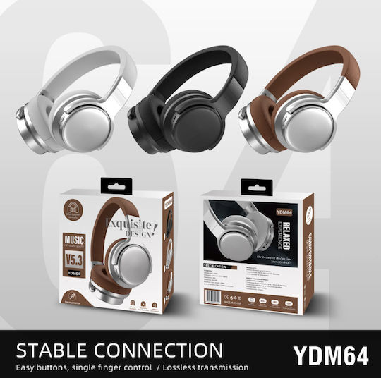 YDM64 Ασύρματα Bluetooth On Ear Ακουστικά Καφέ