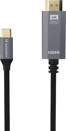 Wozinsky HDMI 2.0 Premium High Speed 4K 60Hz HDR Cable HDMI male - USB-C male 1.8m Μαύρο