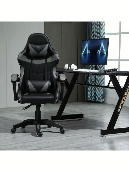 RC-K-1970 Καρέκλα Gaming Δερματίνης με Υποπόδιο Γκρι