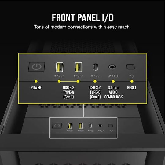 Corsair Frame 5000D RS ARGB Gaming Midi Tower Κουτί Υπολογιστή με Πλαϊνό Παράθυρο Μαύρο