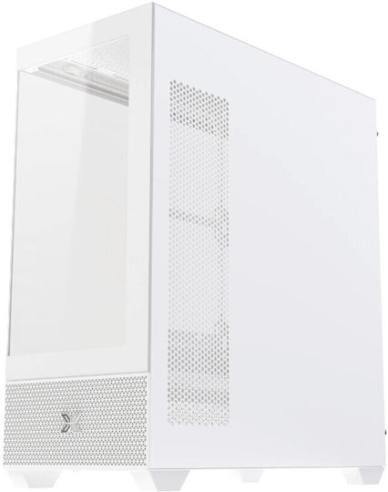 Xigmatek Alphard Arctic Геймърско бюро Midi Tower Компютърна кутия със страничен прозорец и ARGB осветление Бял