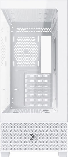 Xigmatek Alphard Arctic Геймърско бюро Midi Tower Компютърна кутия със страничен прозорец и ARGB осветление Бял