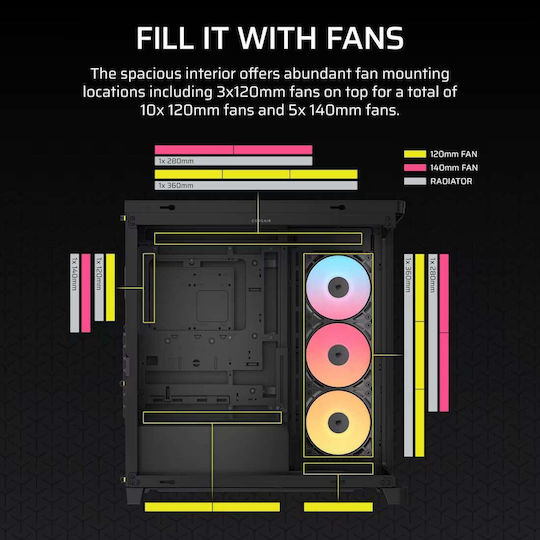 Corsair Frame 4500X RS-R ARGB Геймърско бюро Midi Tower Компютърна кутия със страничен прозорец Черен