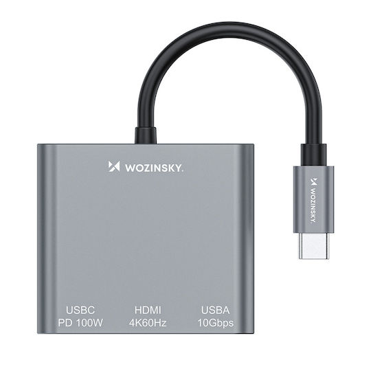 Wozinsky WHCH-01 USB-C Docking Station mit HDMI 4K PD Gray