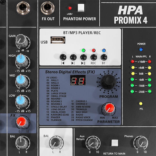 HPA PROMIX4 24 XLR Inputs & Bluetooth