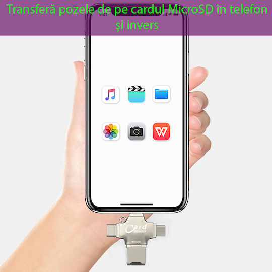 Yesido Gs13 Cititor de Carduri Lightning micro USB Tip-C pentru / /m/i/c/r/o/S/D/ / / / / Gri