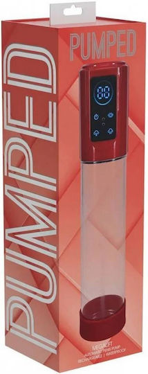 Red Automatic Penis Pump 4 Suction Modes & Digital Display Shots Pumped Megalift Automatic Waterproof Penis Pump Metallic Red 30cm
