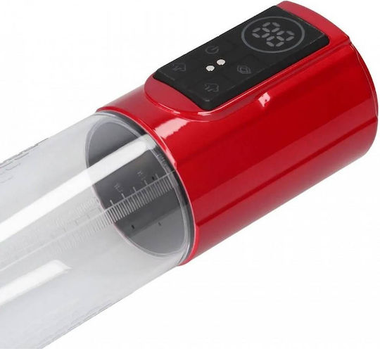 Red Automatic Penis Pump 4 Suction Modes & Digital Display Shots Pumped Megalift Automatic Waterproof Penis Pump Metallic Red 30cm