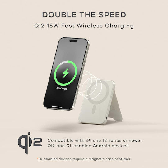 Satechi OntheGo MagSafe Qi2 Power Bank 5000mAh 15W mit USB-C Ausgangsanschlüsse Beiges
