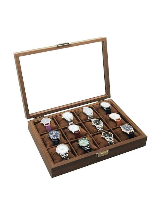 Elegant Wooden Box Storage Organization 12 Watches Pufo Noble Model Brown Elegant Wooden Box Storage Organization 12 Watches Pufo Noble Model Brown