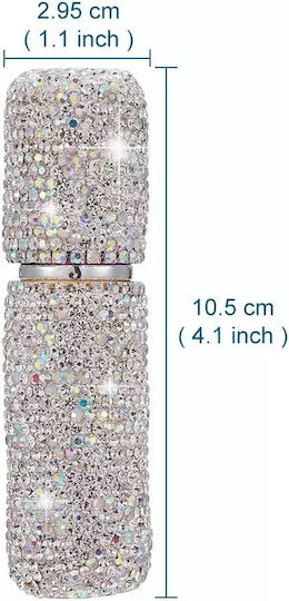 Nachfüllbare Parfümflasche Zola 10 Ml Metallisch 10,5 X 2,7 Cm Silber Kristalle Make-up Zubehör