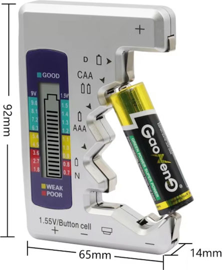 Ψηφιακό Battery Tester με Πτυσσόμενη Υποδοχή