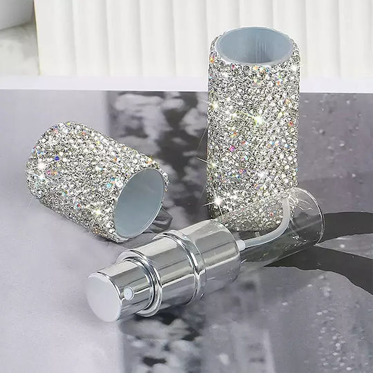 Nachfüllbare Parfümflasche Zola 10 Ml Metallisch 10,5 X 2,7 Cm Silber Kristalle Make-up Zubehör