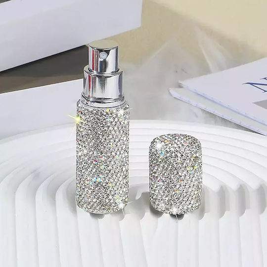 Nachfüllbare Parfümflasche Zola 10 Ml Metallisch 10,5 X 2,7 Cm Silber Kristalle Make-up Zubehör