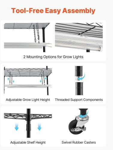 Vevor Επιτραπέζιο Grow Light 3000K με LED και Ισχύ 180W Μ90xΒ35εκ.