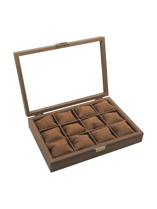 Elegant Wooden Box Storage Organization 12 Watches Pufo Noble Model Brown