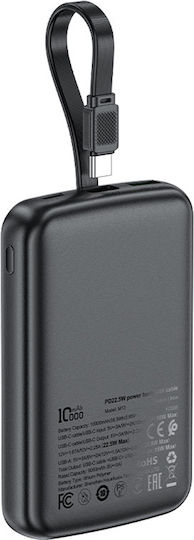 Acefast M13 Power Bank 10000mAh με Θύρα USB-A και Θύρα USB-C Power Delivery Μαύρο