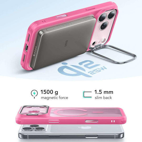 ESR Classic Hybrid Stash Umschlag Rückseite Metallisch Rosa (iPhone 17 Pro Max)