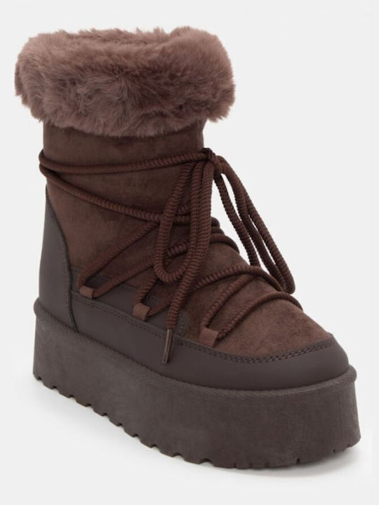 Stiefeletten Damen mit Pelz Braun
