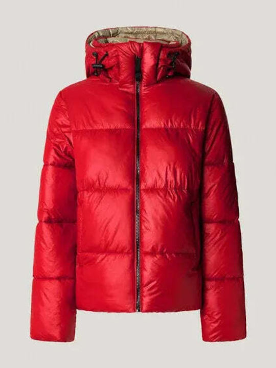 Kurz Damen Puffer Jacke Wasserdicht für Winter Rot