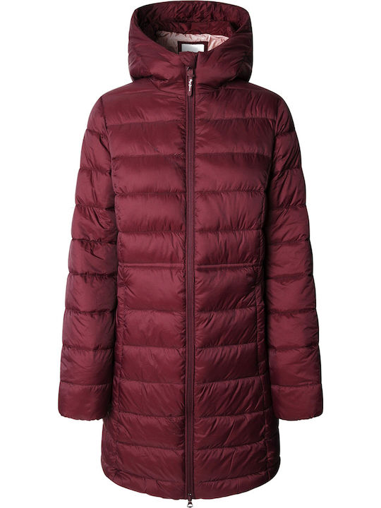 Κοντό Γυναικείο Μπουφάν για Χειμώνα Merlot Red