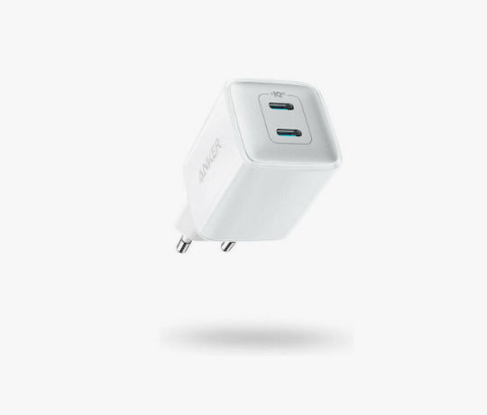 Anker Φορτιστής Χωρίς Καλώδιο GaN με 2 Θύρες USB-C 47W Λευκός (523)
