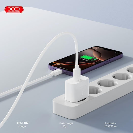 XO Charger Without Cable with USB-C Port 20W Power Delivery Whites (L167)