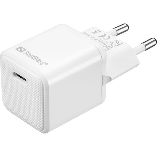 Sandberg Incarcător Fără Fir Cu Port USB-C 20W Livrarea Energiei Alb