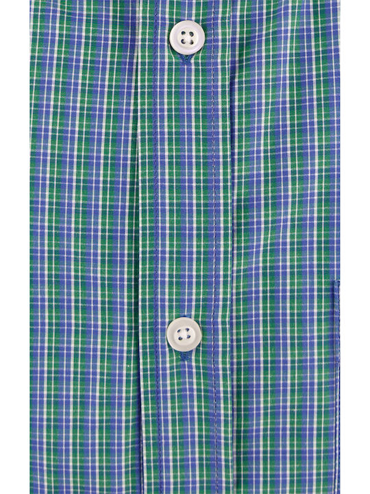 Long-sleeved Cotton Shirt Checked Green
