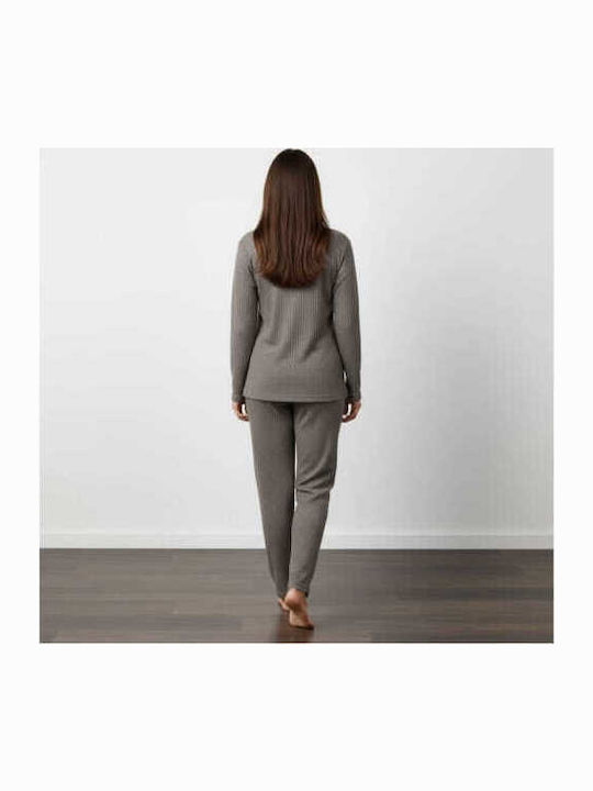 Asel Winter Women's Pyjama Set Brown