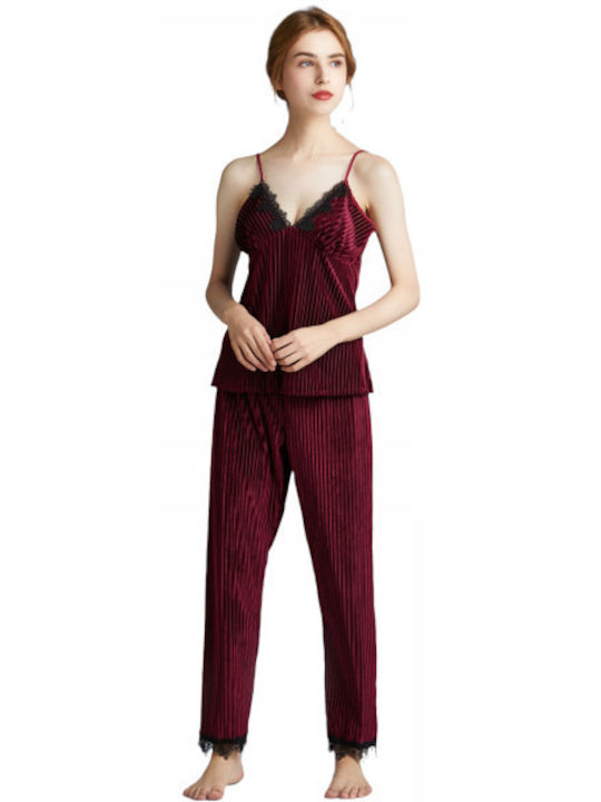 Intimonna Winter Damen Pyjama-Set Burgundy