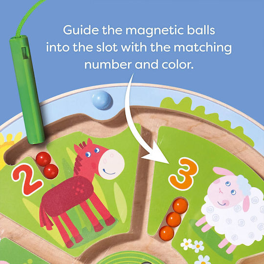Haba Labirint Joc Magnetic "Farmă" din Lemn pentru 24++ Luni