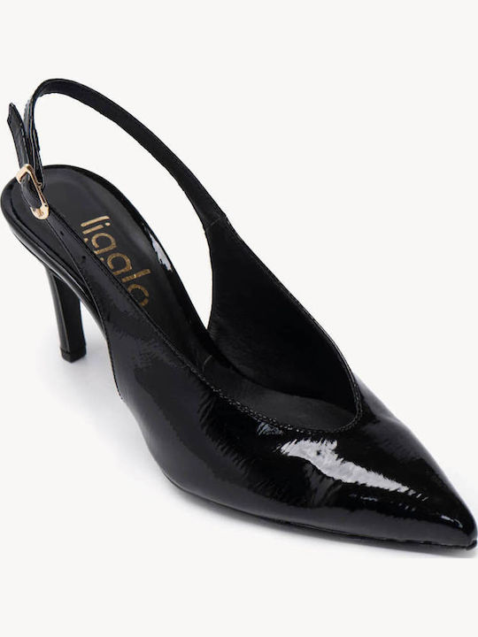 Black Patent Leather Heels Slingback Leather Insole