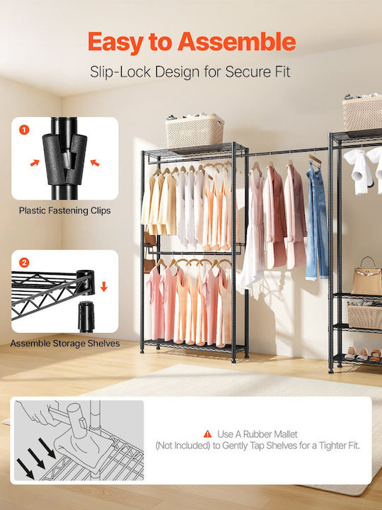 Vevor Floor Garment Rack made of Metal Black
