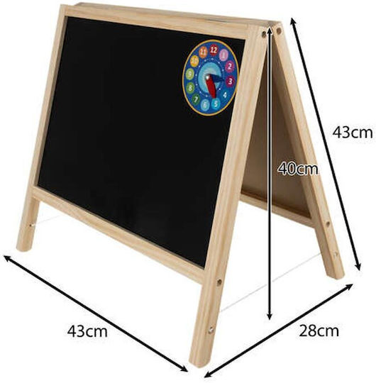 Educational Wooden Blackboard Magnetic Drawing Board 2 in 1 Double-Sided Aria Trade