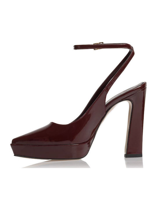 Leder Pumps mit hohem Absatz Burgundisch