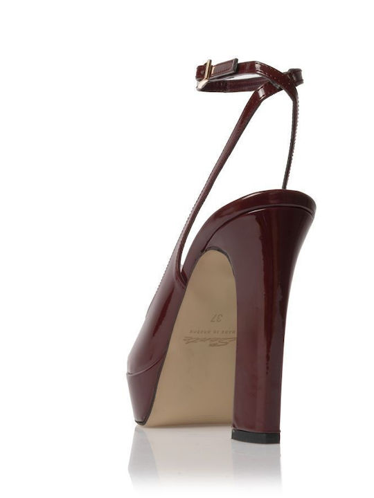 Leder Pumps mit hohem Absatz Burgundisch