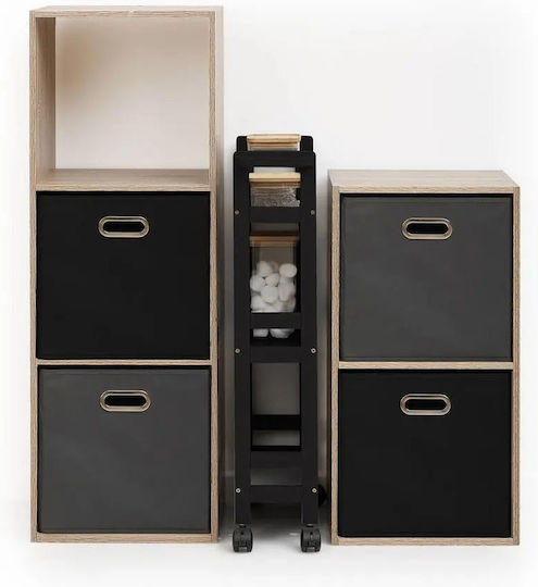 Atmosphera Kitchen Trolley Wooden 3 Tiers Black 40x15x75cm