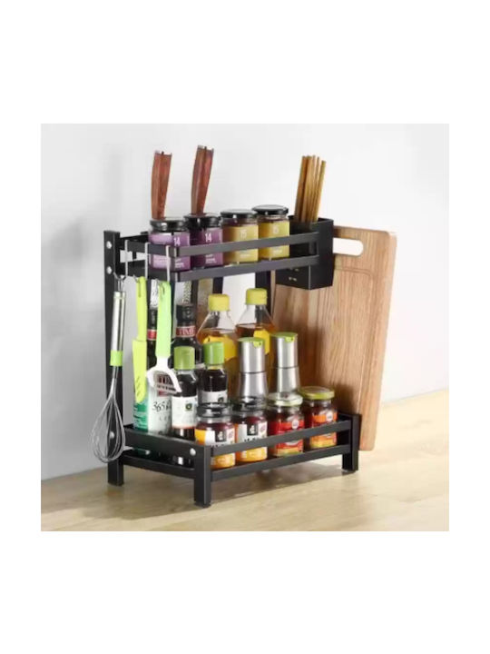Metallic Tabletop Spice Rack Organizer Διώροφη Black