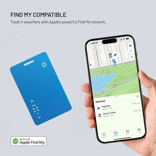 Fixed Fixed Tag Card 2 Apple Find My Blue Rechargable