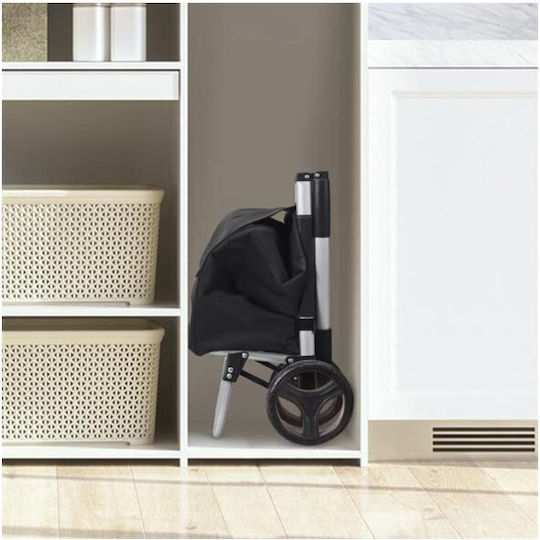 Stoff Einkaufswagen Klappbar Schwarz 92x34.5x28cm