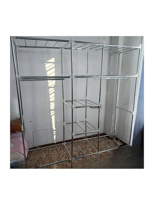 Fabric Wardrobe with Zipper and Shelves in Gray Color 160x45x170cm