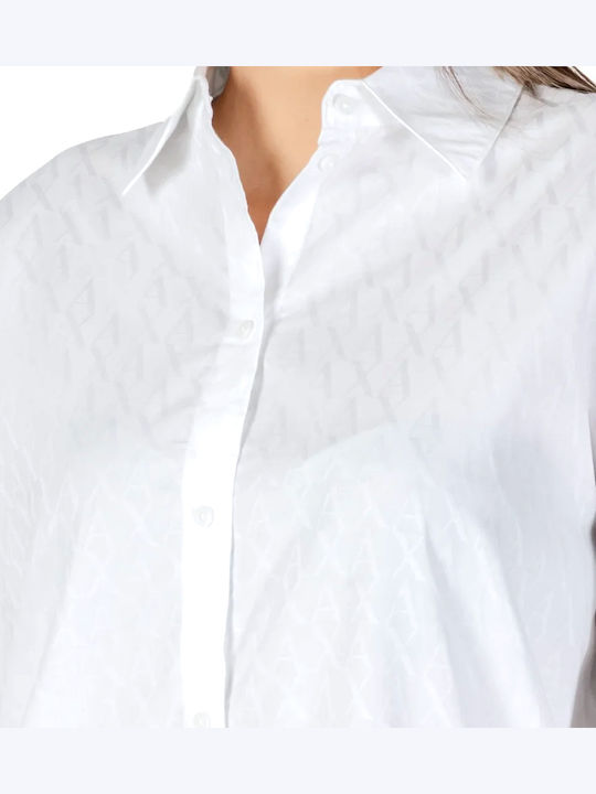 Langärmelig Damen Hemd White