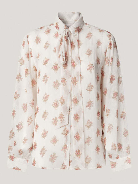 Women's Floral Long Sleeve Shirt Oyster White