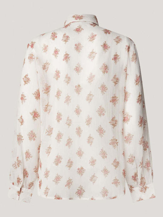 Women's Floral Long Sleeve Shirt Oyster White